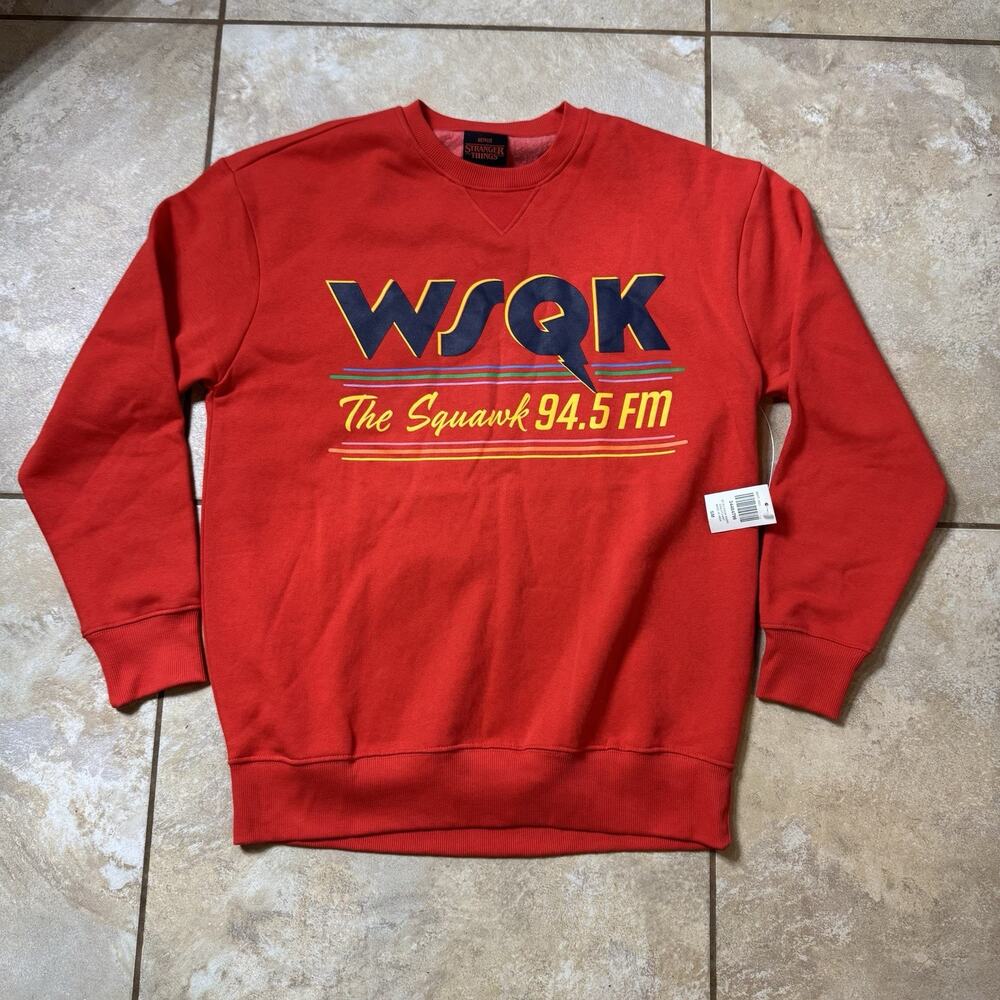 Stranger Things WSQK The Squawk Logo Sweatshirt Size SMALL New